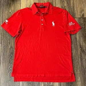 RALPH LAUREN POLO GOLF Men's Vintage Lisle Polo Shirt Medium Red Greenbrier